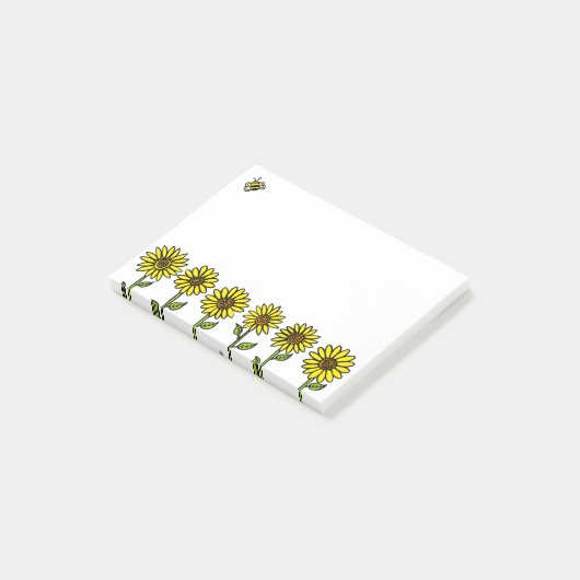 Leuke Schattigee Zonnebloemen en Bumble Bee Post-it® Notes (Schuin)