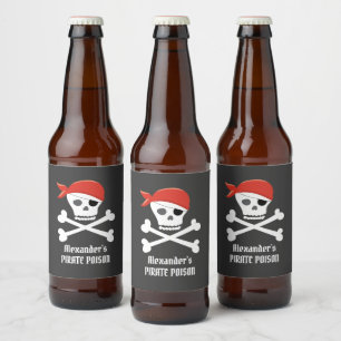 Leuke schedel Crossbones Pirate Poison Gepersonali Bier Etiket