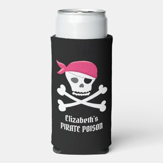 Leuke schedel Crossbones Roze Pirate Poison Custom (Seltzer Voorkant)