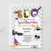 Leuke schedel en vleermuizen Halloween Boo Party Kaart (Voorkant)
