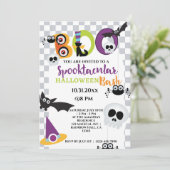 Leuke schedel en vleermuizen Halloween Boo Party Kaart (Staand voorkant)