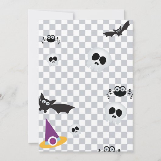 Leuke schedel en vleermuizen Halloween Boo Party Kaart (Achterkant)