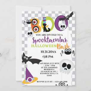 Leuke schedel en vleermuizen Halloween Boo Party Kaart