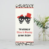 Leuke schedels Halloween rode bruiloft programma (Staand voorkant)