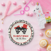 Leuke schedels Halloween rood en zwart bruiloft Papieren Bordje (Feest)