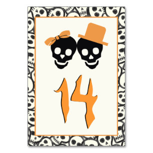 Leuke schedels Halloween sinaasappel trouwtafel nu Kaart