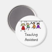 Leuke school onderwijsassistent met Kinder Cartoon Magneet (Voorkant / Achterkant)