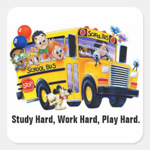 Leuke schoolbuschauffeur feest T-shirts gepersonal Vierkante Sticker