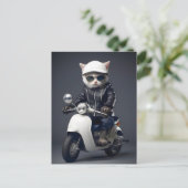 Leuke Scooter Kitty Felicitaties Briefkaart (Staand voorkant)