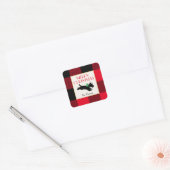 Leuke Scottie Hond Kerst Aangepaste naam Rood Vierkante Sticker (Envelop)