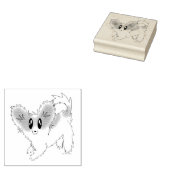 Leuke Scruffy Papillon Puppy Hond Rubber Stamp Rubberstempel (Gestempeld)