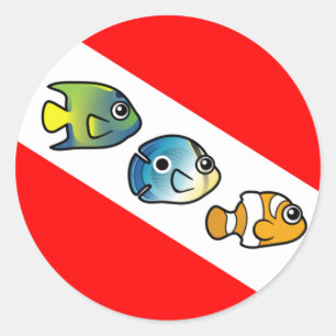 Leuke Scubadorable Duik Vlag Ronde Sticker