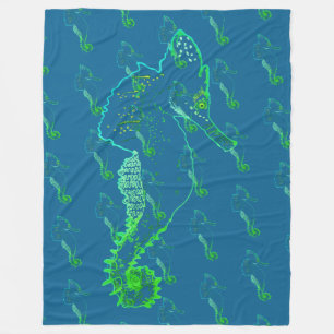 Leuke Seahorse Art Fleece Deken