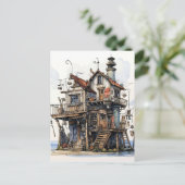 Leuke Seaside Shack Art Briefkaart (Staand voorkant)