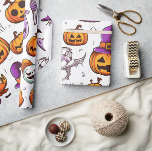 Leuke Seizoensgebonden Oranje Paarse Herfst Pompoe Cadeaupapier