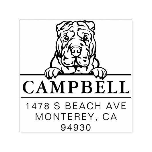 Leuke Shar Pei Aangepaste Hond Adres Stempel (Design)