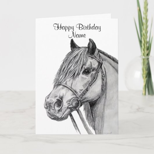 Leuke Shetland Pony Pencil Happy Birthday Kaart (Voorkant)