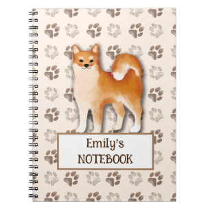 Leuke Shiba Inu hond voetafdruk aanpasbare naam Notitieboek