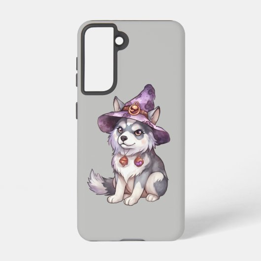 Leuke Siberische Husky Dog in Heks Pet Samsung Galaxy Hoesje (Achterkant)