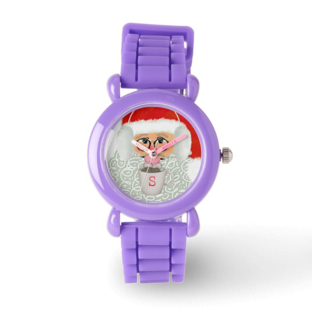 Leuke Sinterklaas Kerst Rode Glitter Kind horloge (Voorkant)