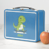 Leuke skateboarden dinosaurus met Kinder naam (In situ)