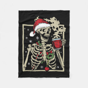 Leuke Skeleton Santa Hat Kerstmis Fleece Deken