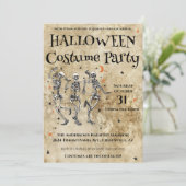 Leuke Skeletons Halloween Kostuumfeest Kaart (Staand voorkant)