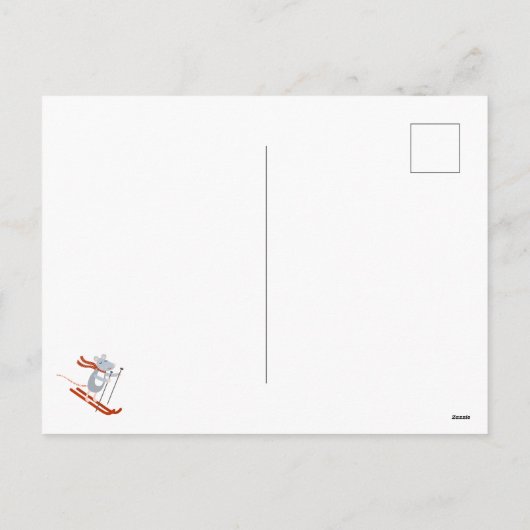 Leuke skimuis gepersonaliseerd feestdagenkaart (Achterkant)