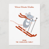 Leuke skimuis gepersonaliseerd feestdagenkaart (Voorkant)