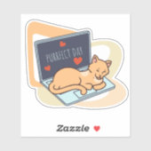 Leuke slaapcomputer kat sticker (Vel)