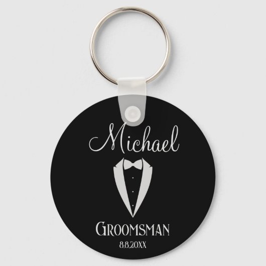 Leuke smoking met Bow Groomsman Zwart Sleutelhanger (Voorkant)