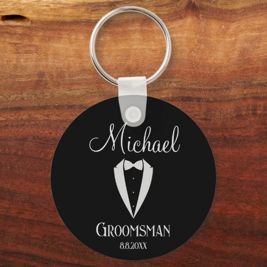 Leuke smoking met Bow Groomsman Zwart Sleutelhanger (Voorkant)