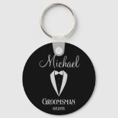 Leuke smoking met Bow Groomsman Zwart Sleutelhanger (Achterkant)