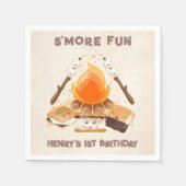 Leuke S'more Campfire 1e Verjaardag Papieren serve Servet (Voorkant)