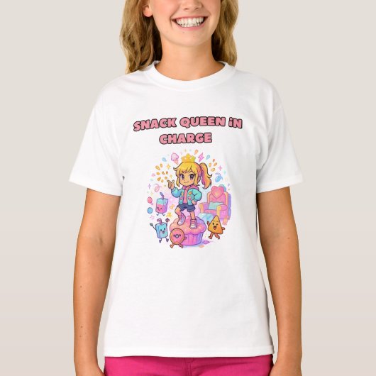 Leuke Snack Queen Meisjes shirt (Voorkant)