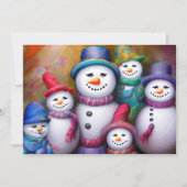 Leuke sneeuw familie budget kerst feestdagenkaart (Voorkant)