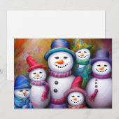 Leuke sneeuw familie budget kerst feestdagenkaart (Voorkant / Achterkant)