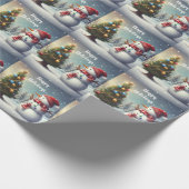 Leuke sneeuwman en kerstboom cadeaupapier (Hoek)