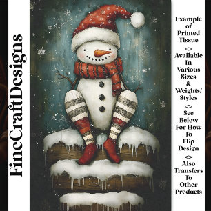 Leuke sneeuwman in Red Santa Hat & Boots BA6 Decou Tissuepapier