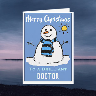 Leuke sneeuwman kerst Kaart voor een dokter