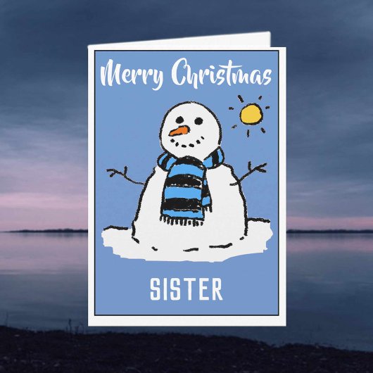 Leuke sneeuwman kerst Kaart voor een zus