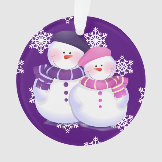 Leuke Sneeuwman Koppel Ornament (voorkant)