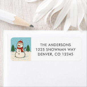 Leuke Sneeuwman Lieve Kerst Retouradres Etiket