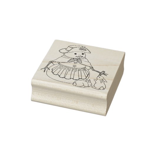 Leuke Sneeuwman met Bunnies Rubber Stamp Rubberstempel (Stempel)