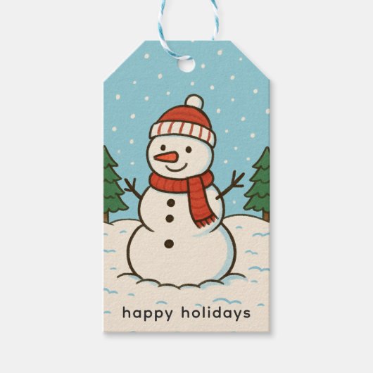 Leuke sneeuwman Schattigee kerst Cadeaulabel (Voorkant)