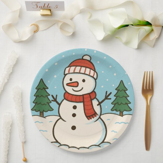 Leuke sneeuwman Schattigee kerst Papieren Bordje (Huwelijk)