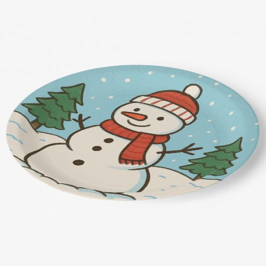 Leuke sneeuwman Schattigee kerst Papieren Bordje (Gekanteld)