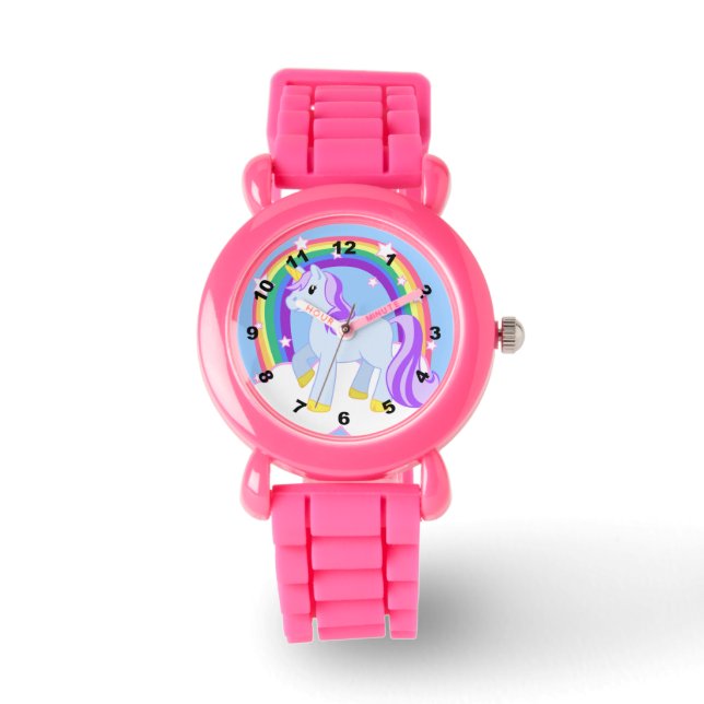 Leuke Sparkly Eenhoorn met Regenboog Horloge (Voorkant)