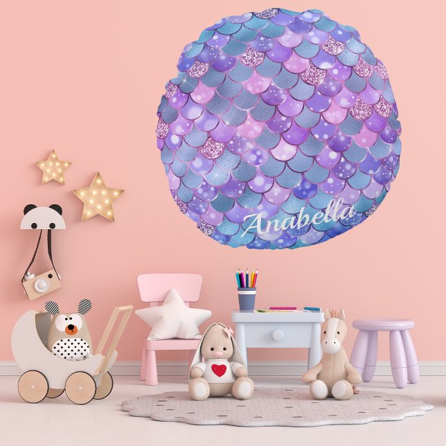 Leuke Sparkly Glitter Zeemeermin Schalen Rond Kussen (Creator heeft geüpload)