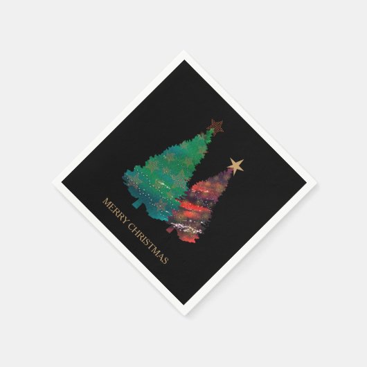 Leuke Sparkly Waterverf Kerstboom Servetten (Hoek)